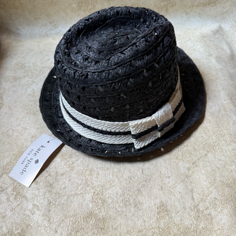 Kate Spade Black and White Woven Hat